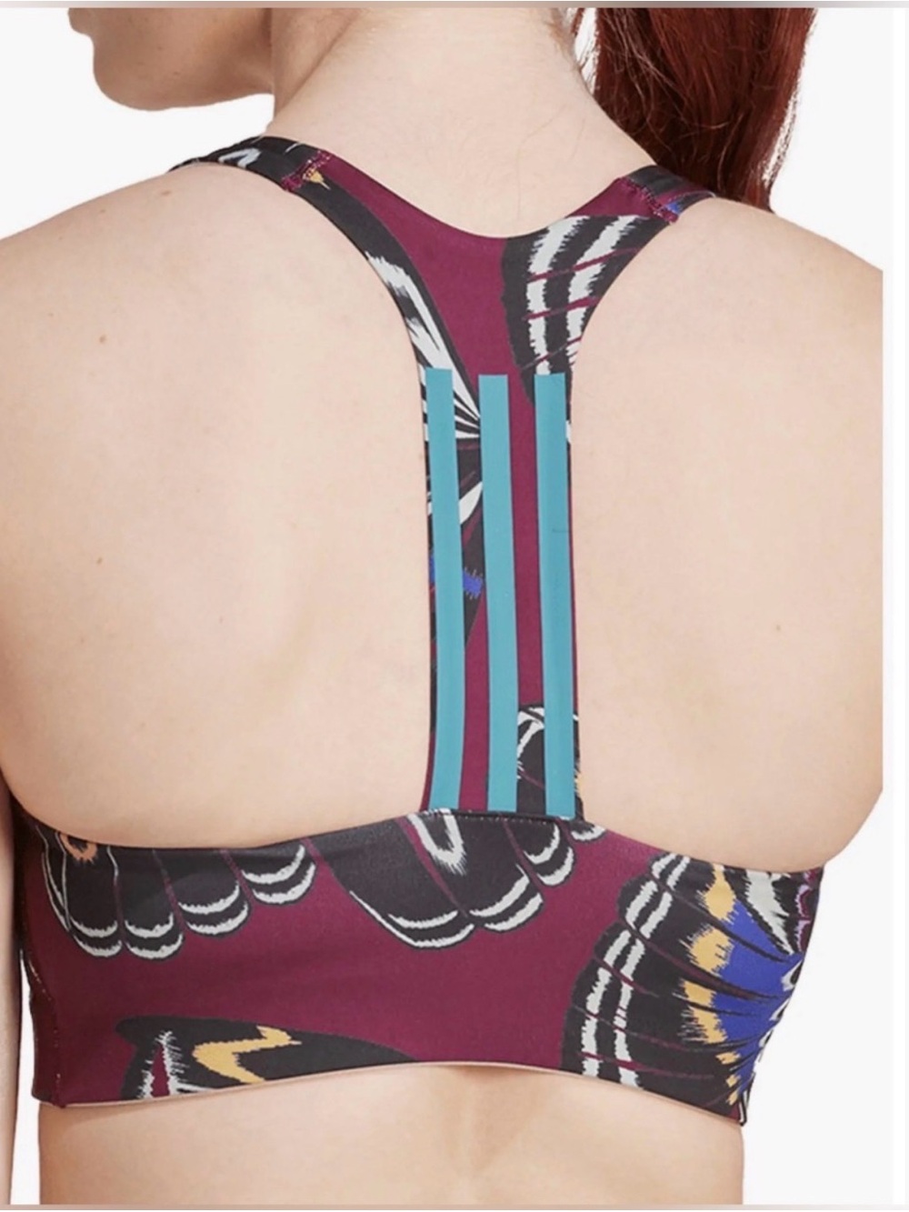 Racerback Sports Bra - Burgundy Feather Pattern